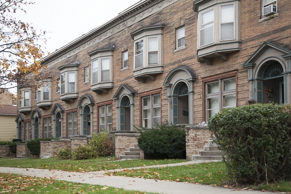 Row houses on Leverette Street in Corktown, Detroit's oldest neighborhood