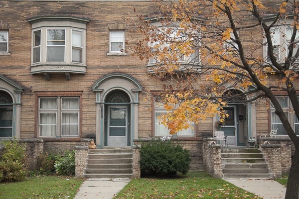 Row houses on Leverette Street in Corktown, Detroit's oldest neighborhood