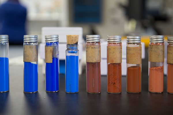 Samples from Cathy Selvius DeRoo's lab at the Detroit Institute of Arts