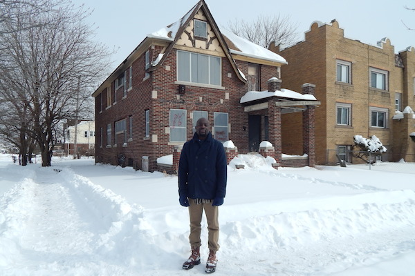 Jerrell Harris at the LEED house in progress in HOPE Village
