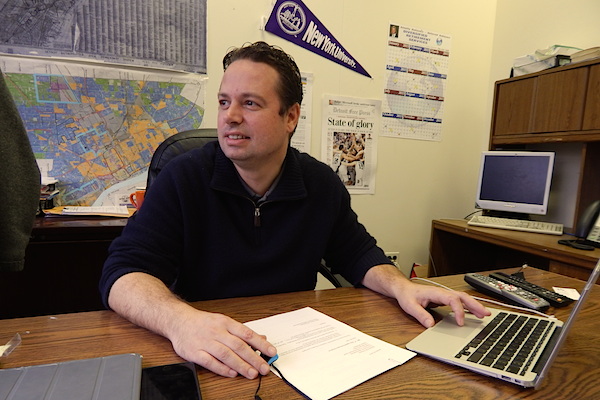 Beau Taylor at his desk at the Public Lighting Department in downtown Detroit