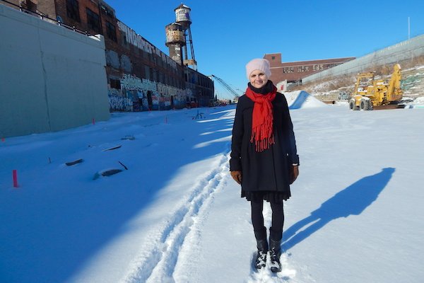 Jela Ellefson inside the under construction Dequindre Cut at Eastern Market