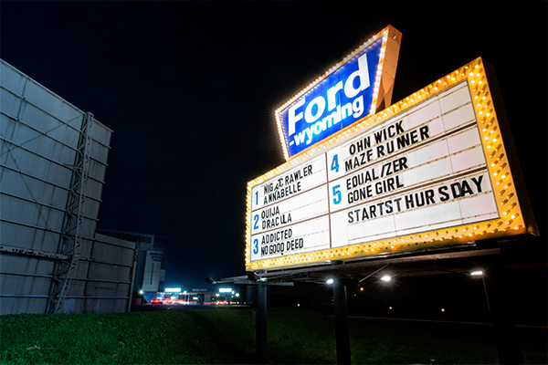Marquee at the Ford-Wyoming Drive-In