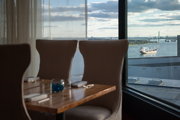 A view of a freighter from the Top of the Pontch