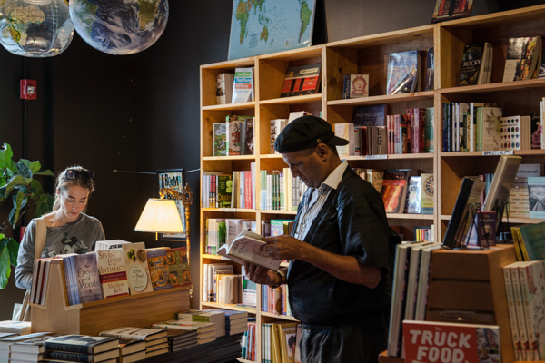 Shoppers browse at Source Booksellers