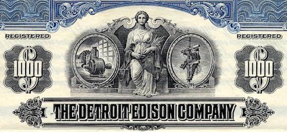 1950 Detroit Edison stock, via Scripophily.