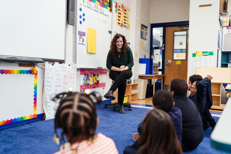 Nina Chacker in the classroom