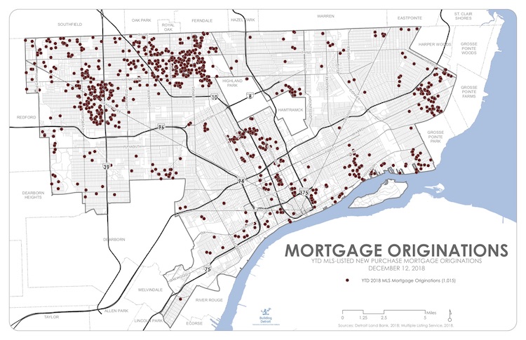 MLS Mortgage Originations in Detroit as of Nov. 20, 2018 - courtesy of the Detroit Land Bank Authority