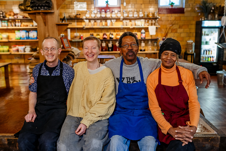 Cafe staff (from left to right): Dan Brenner, Myungju Hillary, Otis Williams, and Felicia Smith