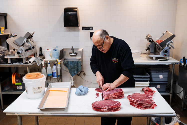 Enriquez cuts beef tongue