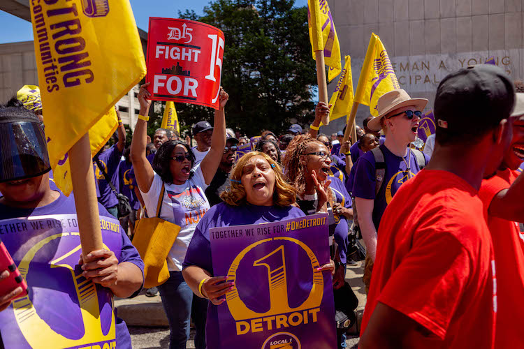 Members of SEIU Local 1 demonstrate downtown (photo courtesy of SEIU)