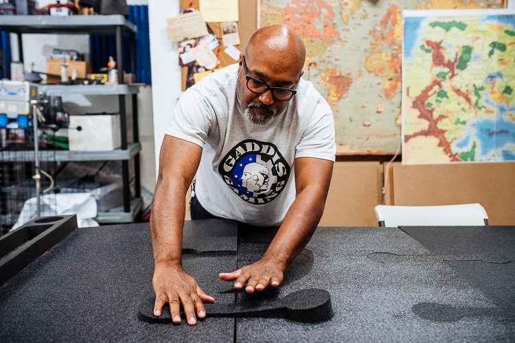 Gaddis setting up the TableTopper