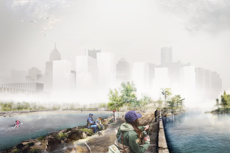 Rendering of a fishing jetty on the West Riverfront