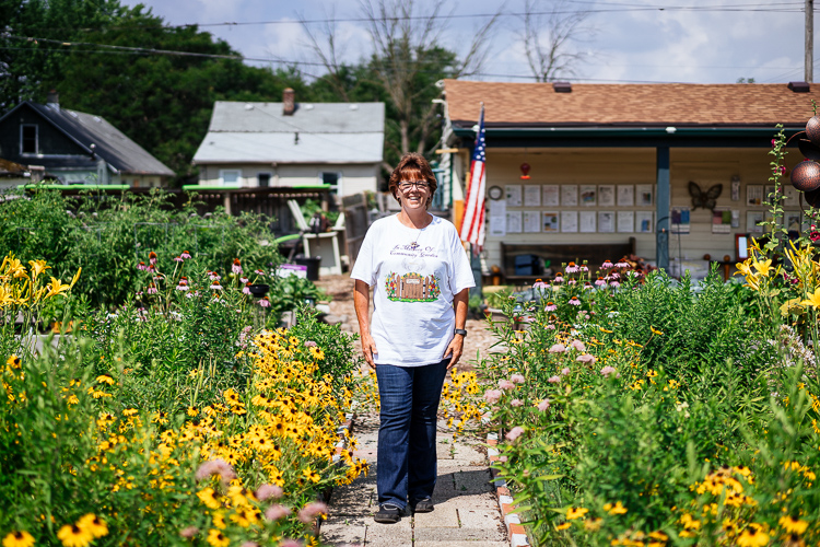Barb Matney in her community garden