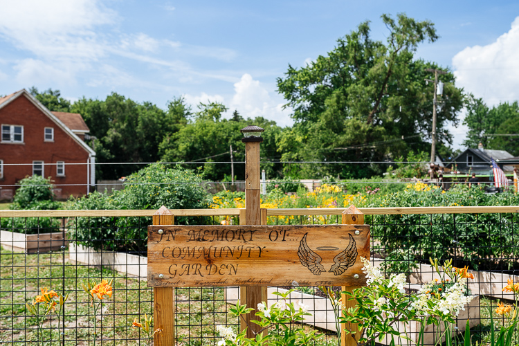 Sign outside In Memory Of... Community Garden