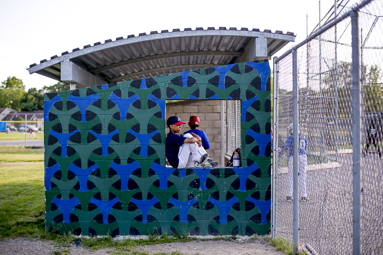 Players in the dugout at Stoepel Park No. 1