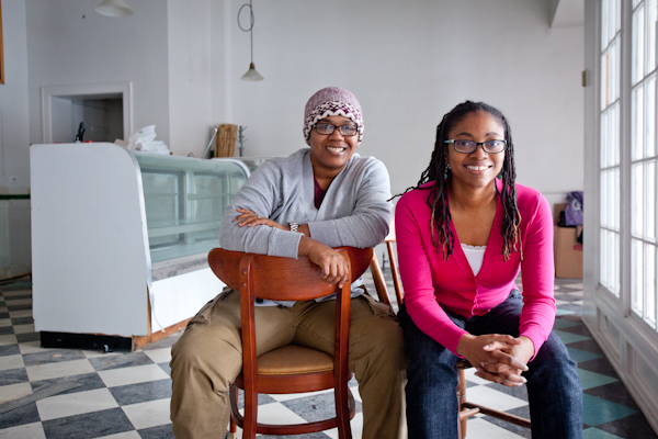 Erika Boyd and Kirsten Ussery in the pre-renovated Detroit Vegan Soul, which opened in 2013