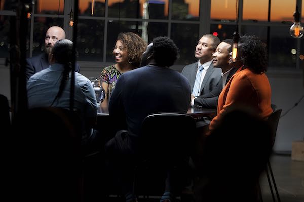 Alexander (center) at a roundtable with musician John Legend (right) - courtesy of Unlocked Futures