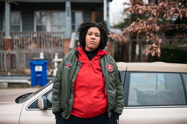 Eliza outside the Detroit Poetry Society house