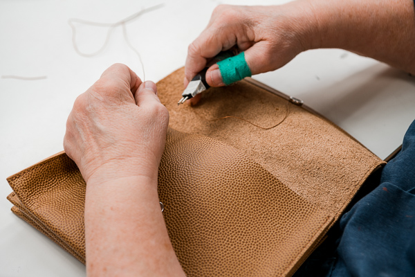 A Shinola leather hand bag