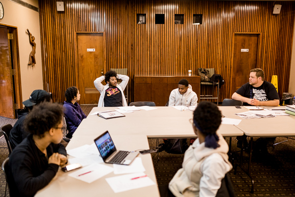 A meeting for City Wide Poets at the Detroit Public Library