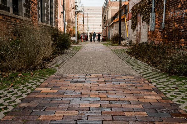 The Green Alley connecting 2nd and Cass Avenues