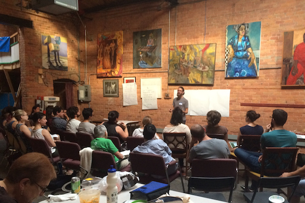 Meeting of Detroit Jews for Justice at Red Door Digital -- courtesy of DJJ