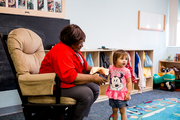 A provider and child at Starfish Early Head Start in Inkster