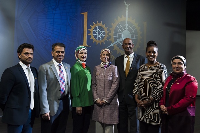 Dr. Tonya Matthews, executive director of the Michigan Science Center, with The Friends of 1001 Inventions Michigan