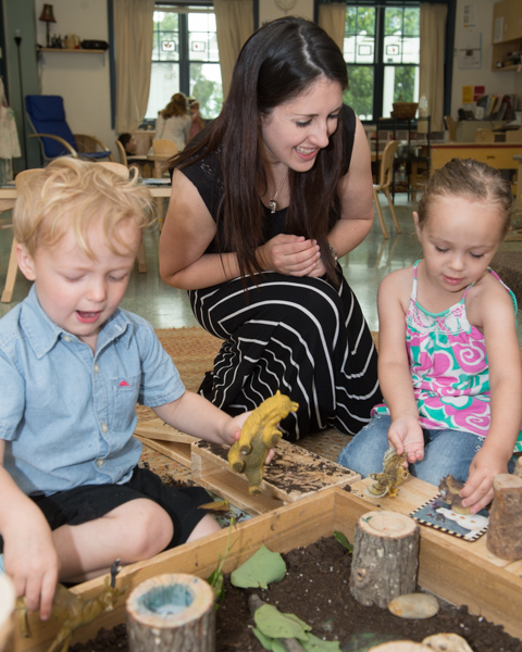 UM Dearborn Early Childhood Education Center teacher Charlene Hughes watches her students