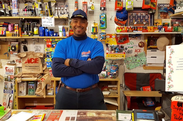James Glenn works at the front counter and lumber desk