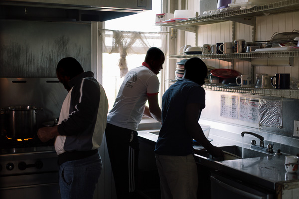 Residents cook dinner