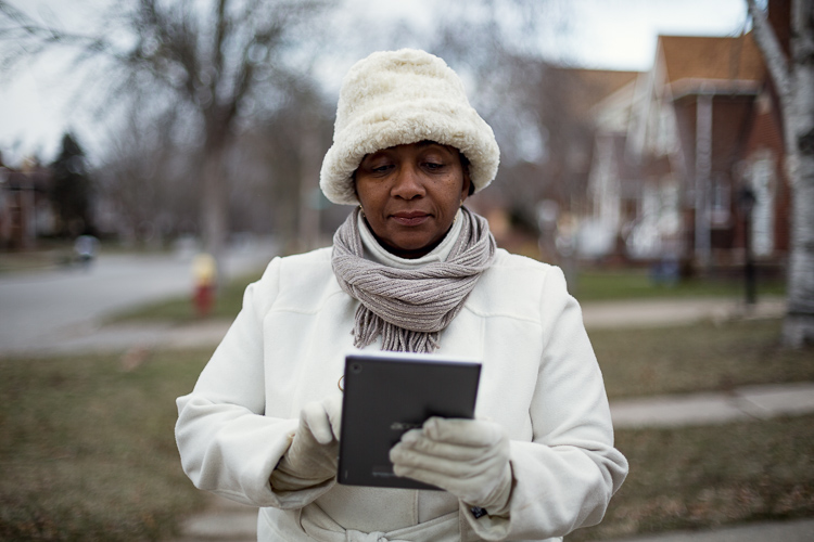 Monique Tate in the Morningside neighborhood where a mesh network is located