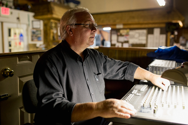Burl working the sound system