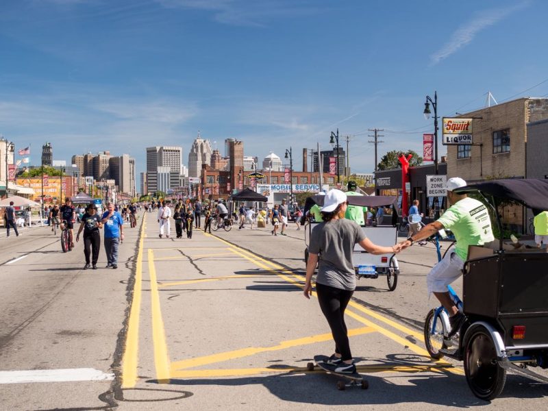 Michigan Avenue bustling during Detroit Open Streets