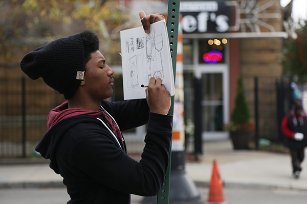 A member of MOCAD's Teen Council