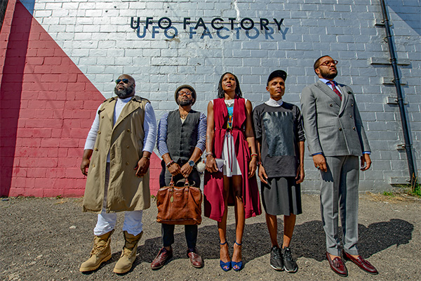 Members of "The Seen" outside the UFO Factory