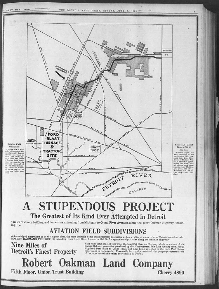 An archival image showing an early conception of Aviation Subdivision. Courtesy of the Dearborn Historical Museum.