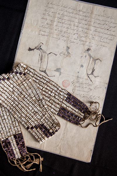 The deed to Belle Isle and wampum belt used in its 1768 sale
