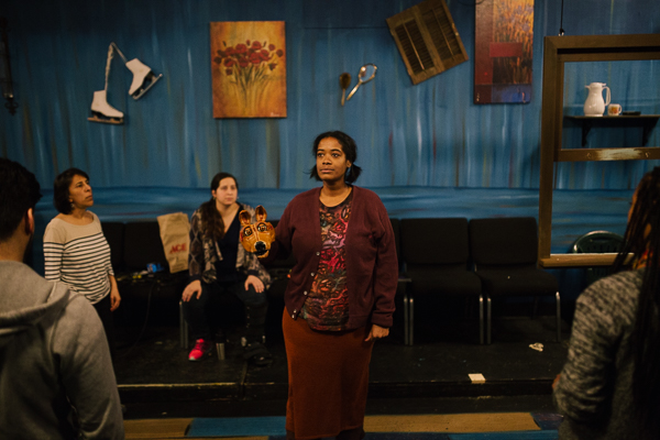 Torri Lynn Ashford with a puppet at Matrix Theatre