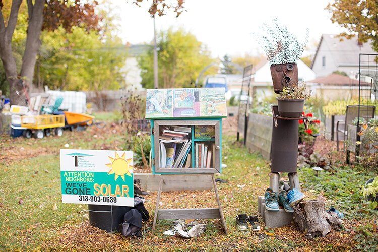 A free library services visitors to the Community Empowerment Garden. 