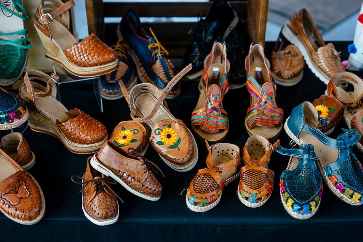 Viva La Vida Imports offers unique handcrafted items from Mexico, such as these shoes.