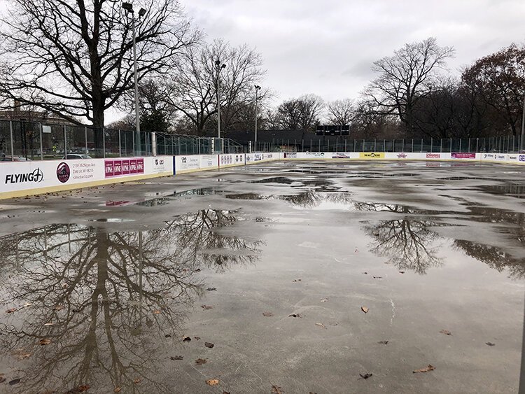 The Clark Park rink awaits its annual icing.