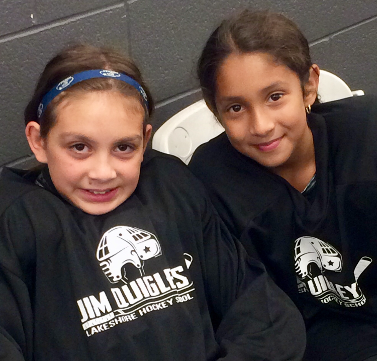 Miranda Alcala and teammate Monica Ayala receive summer hockey training at Jim Quigley's Lakeshore Hockey School in Lakeshore, Ontario.