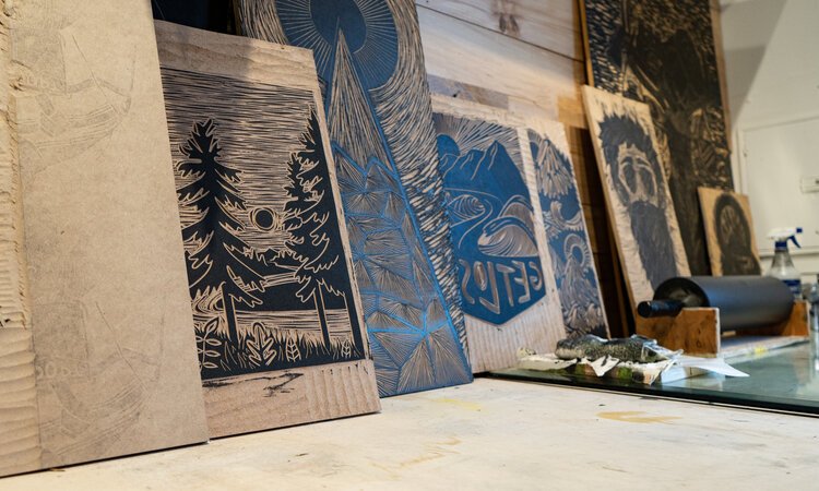 Lang's art is inspired by travel and outdoor adventure.