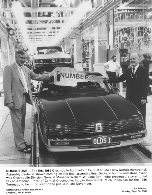 News clipping of the first car manufactured at GM Detroit-Hamtramck Assembly