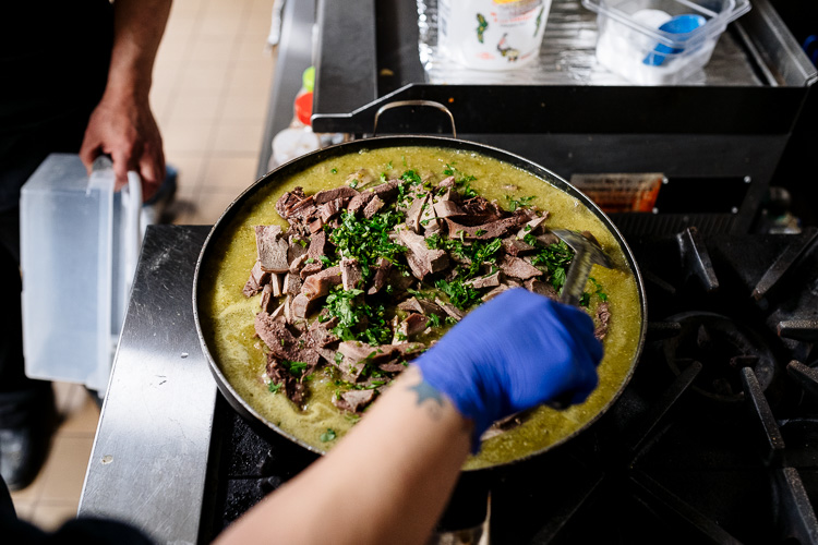Cooking beef tongue at Carniceria Guadalajara