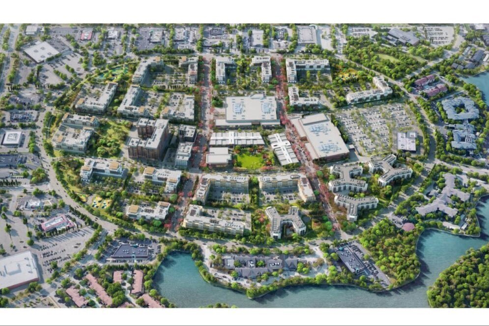 A rendering of the future former site of Lakeside Mall, first released in 2022, which will be redeveloped as Lakeside Town Center. (Photo courtesy of City of Sterling Heights)