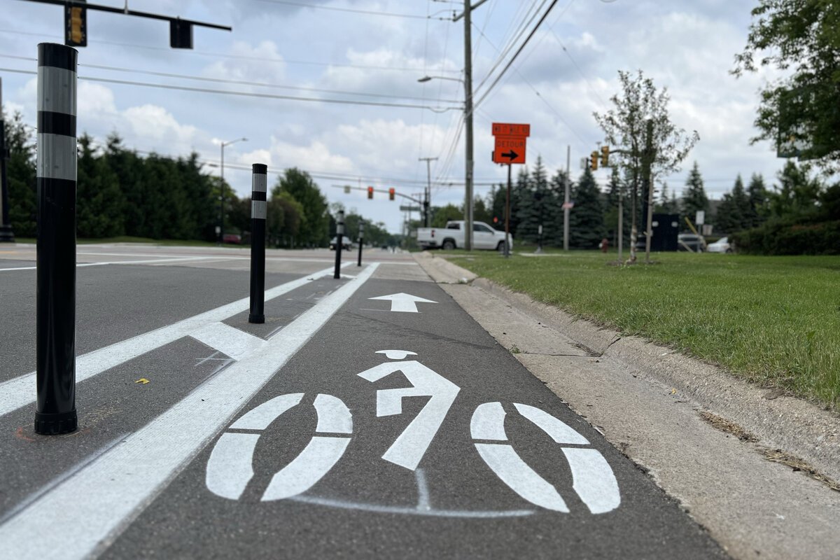A recent mobility project installed bike lanes along Plumbrook Road between Utica and 17 Mile roads.