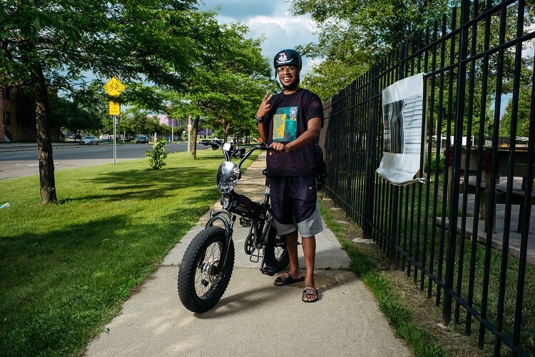 Reo Ramsey participates in a weekly bike ride at Cool Cities Park.